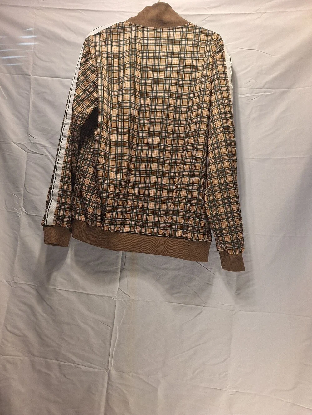 Jian Wang Brown Plaid Zip-Up Track Jacket with White Stripe